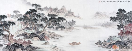 中美协王宁精品力作仿古山水画《松风秋韵》