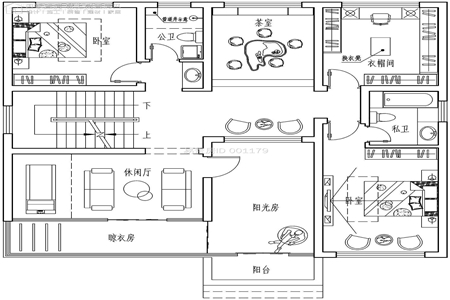 二层三合院新中式设计图设计图