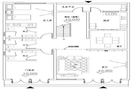 占地10x14三层带庭院露台