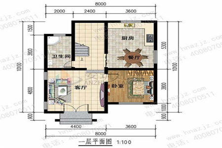 8米×10米农村自建房设计图