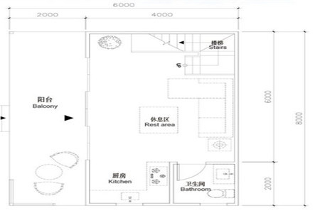 占地6x8二层带露台木屋