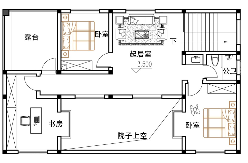 133平二层设计图