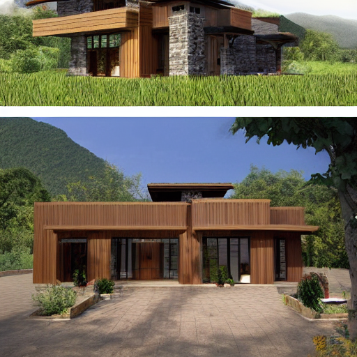 农村二层别墅设计图：用建材打造自然和谐的外立面-1